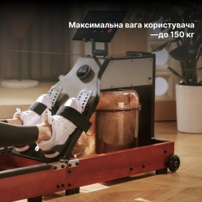 Водний гребний тренажер потрійного складання KINGSMITH WM10 PRO колір червоний дуб