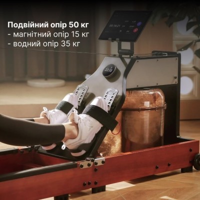 Водний гребний тренажер потрійного складання KINGSMITH WM10 PRO колір чорний горіх