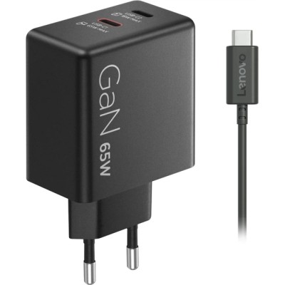 Блок  живлення Dual USB-C 65W GaN Charger Black – EU 40AW065BEU Lenovo