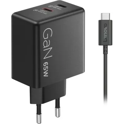 Блок  живлення Dual USB-C 65W GaN Charger Black – EU 40AW065BEU Lenovo