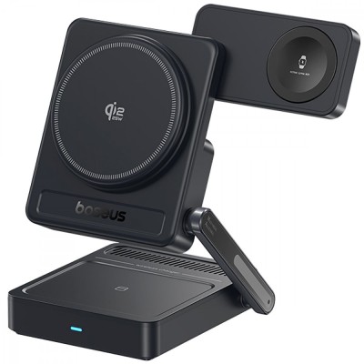 Бездротовий ЗП Baseus PicoGo AF21 3-in-1 Qi2.2 35W (With cable Type-C to Type-C 1m + Power Adapter 45W) (E0205401) black