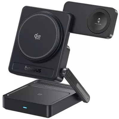 Бездротовий ЗП Baseus PicoGo AF21 3-in-1 Qi2.2 35W (With cable Type-C to Type-C 1m + Power Adapter 45W) (E0205401) black