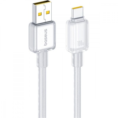 Кабель Baseus Crystal Fast Charging Data USB to Type-C (Car Charging Supported) 100W/7.5W (1m) white (E0427900)