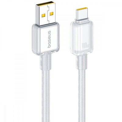 Кабель Baseus Crystal Fast Charging Data USB to Type-C (Car Charging Supported) 100W/7.5W (2m) white (E0427901)