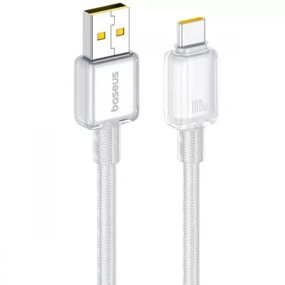 Кабель Baseus Crystal Fast Charging Data USB to Type-C (Car Charging Supported) 100W/7.5W (2m) white (E0427901)
