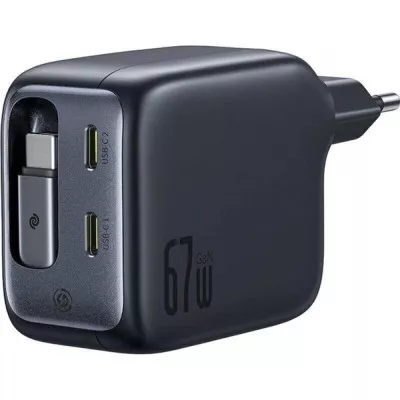 МЗП Baseus EnerCore CJ11 Fast Charger with Retractable Cable 67W (3 Type-C) black (E0121E00)