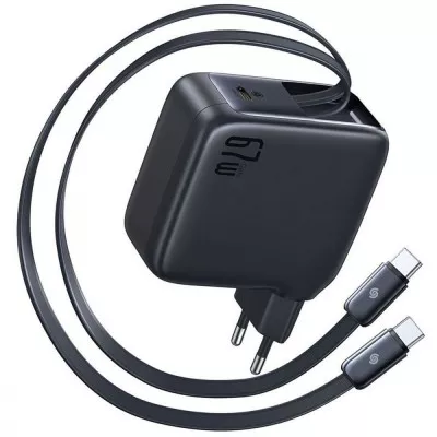 МЗП Baseus EnerCore CJ21 Fast Charger with Dual Retractable Cables 67W (3 Type-C) black (E0121D00)