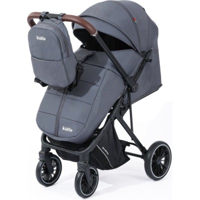Коляска прогулянкова Kidilo 6530B dark grey (чохол+сумка)