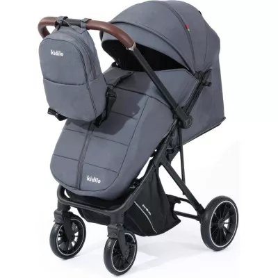 Коляска прогулянкова Kidilo 6530B dark grey (чохол+сумка)