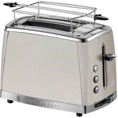 Toaster Russell Hobbs Luna Stone 2 Slice, 1550Вт, нержавеющая сталь+ пластик, подогрев, размораживание, бежевый (26970-56)