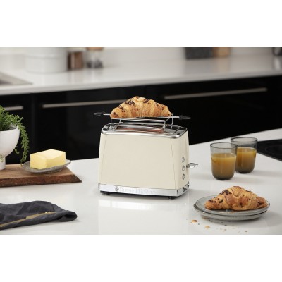 Toaster Russell Hobbs Luna Stone 2 Slice, 1550Вт, нержавеющая сталь+ пластик, подогрев, размораживание, бежевый (26970-56)