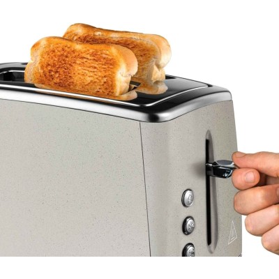 Toaster Russell Hobbs Luna Stone 2 Slice, 1550Вт, нержавеющая сталь+ пластик, подогрев, размораживание, бежевый (26970-56)