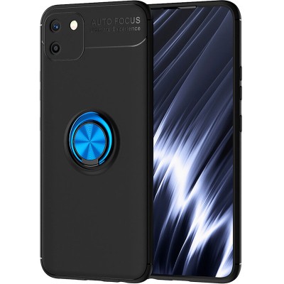 TPU чехол Deen ColorRing под магнитный держатель (opp) для Realme C11 Черный / Синий