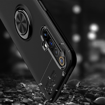 TPU чехол Deen ColorRing под магнитный держатель (opp) для Realme X3 SuperZoom / X3 / X50 Черный / Черный