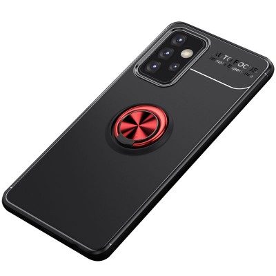 TPU чехол Deen ColorRing под магнитный держатель (opp) для Samsung Galaxy A52 4G / A52 5G / A52s Черный / Красный