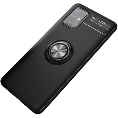 TPU чехол Deen ColorRing под магнитный держатель (opp) для Samsung Galaxy A52 4G / A52 5G / A52s Черный / Черный