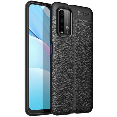 TPU чехол фактурный (с имитацией кожи) для Xiaomi Redmi Note 9 4G / Redmi 9 Power / Redmi 9T Черный - 0