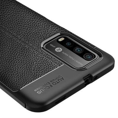 TPU чехол фактурный (с имитацией кожи) для Xiaomi Redmi Note 9 4G / Redmi 9 Power / Redmi 9T Черный - 2