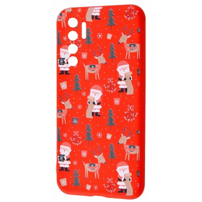 TPU чехол WAVE Fancy для Xiaomi Mi Note 10 Lite Santa Claus and Deer / Red