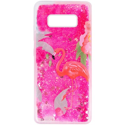 TPU чехол с переливающимися блестками для Samsung Galaxy S10e Фламинго