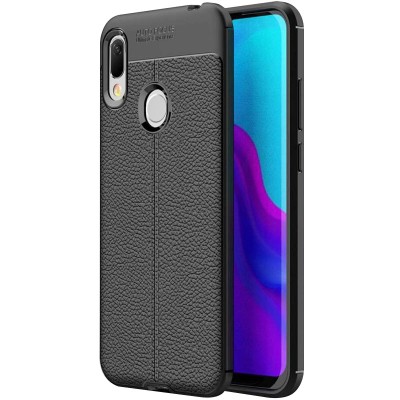 TPU чехол фактурный (с имитацией кожи) для Huawei Y6s (2019) Черный