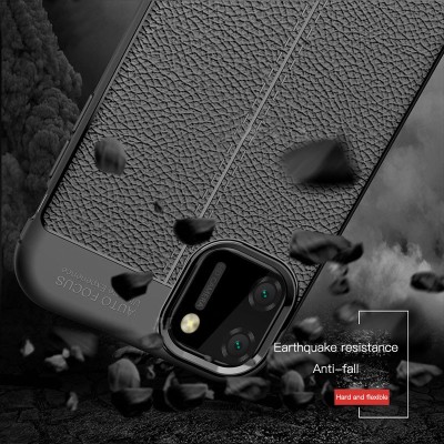 TPU чехол фактурный (с имитацией кожи) для Realme C11 Черный