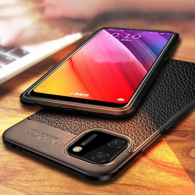 TPU чехол фактурный (с имитацией кожи) для Realme C11 Черный