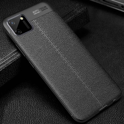 TPU чехол фактурный (с имитацией кожи) для Realme C11 Черный