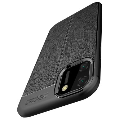 TPU чехол фактурный (с имитацией кожи) для Realme C11 Черный