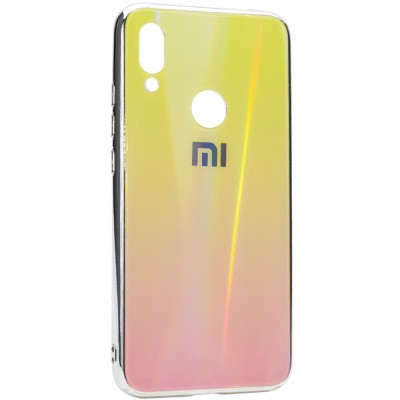 TPU+Glass чехол Gradient Aurora с лого для Xiaomi Redmi 7 Розовый