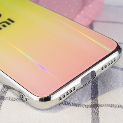 TPU+Glass чехол Gradient Aurora с лого для Xiaomi Redmi 7 Розовый