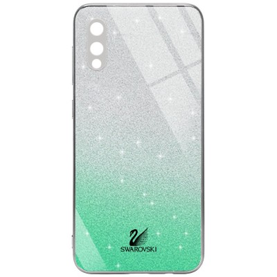 TPU+Glass чехол Swarovski Full Camera для Samsung Galaxy A02 Бирюзовый