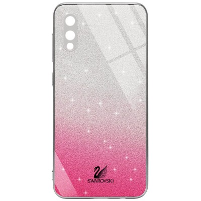 TPU+Glass чехол Swarovski Full Camera для Samsung Galaxy A02 Малиновый