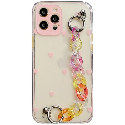 TPU+PC чехол Colorspot с ремешком-цепью для Apple iPhone 11 Pro Max (6.5") Pink hearts
