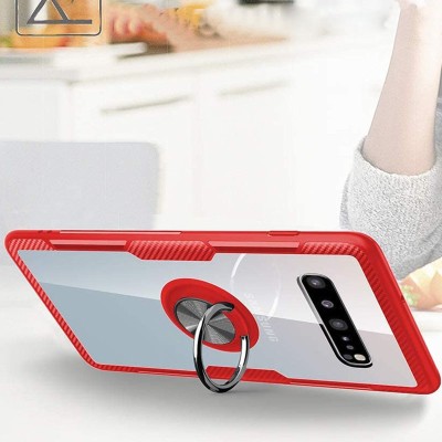 TPU+PC чехол Deen CrystalRing for Magnet (opp) для Samsung Galaxy S10 Бесцветный / Красный