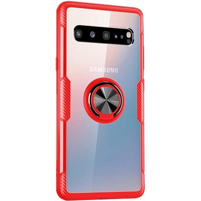 TPU+PC чехол Deen CrystalRing for Magnet (opp) для Samsung Galaxy S10 Бесцветный / Красный
