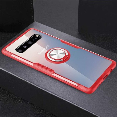 TPU+PC чехол Deen CrystalRing for Magnet (opp) для Samsung Galaxy S10 Бесцветный / Красный