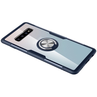 TPU+PC чехол Deen CrystalRing for Magnet (opp) для Samsung Galaxy S10 Бесцветный / Темно-синий