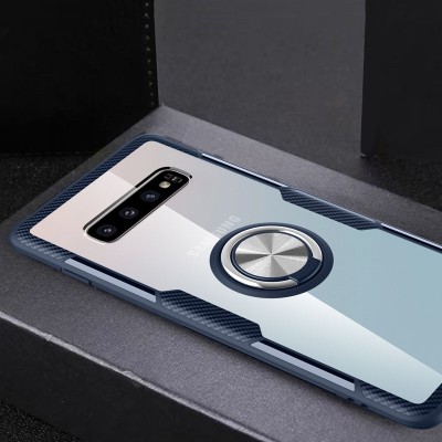 TPU+PC чехол Deen CrystalRing for Magnet (opp) для Samsung Galaxy S10 Бесцветный / Темно-синий