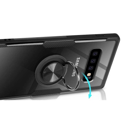 TPU+PC чехол Deen CrystalRing for Magnet (opp) для Samsung Galaxy S10 Бесцветный / Черный