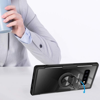 TPU+PC чехол Deen CrystalRing for Magnet (opp) для Samsung Galaxy S10 Бесцветный / Черный