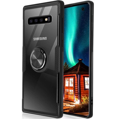 TPU+PC чехол Deen CrystalRing for Magnet (opp) для Samsung Galaxy S10 Бесцветный / Черный