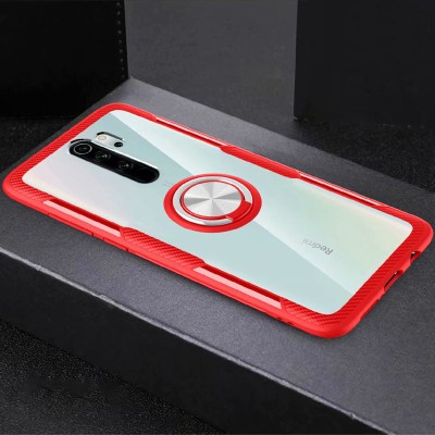 TPU+PC чехол Deen CrystalRing for Magnet (opp) для Xiaomi Redmi 9 Бесцветный / Красный