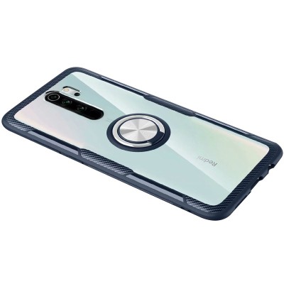 TPU+PC чехол Deen CrystalRing for Magnet (opp) для Xiaomi Redmi 9 Бесцветный / Темно-синий