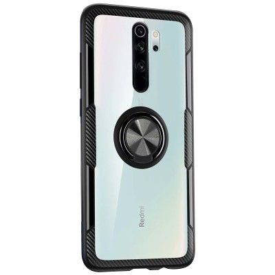 TPU+PC чехол Deen CrystalRing for Magnet (opp) для Xiaomi Redmi 9 Бесцветный / Черный