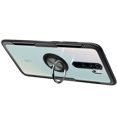 TPU+PC чехол Deen CrystalRing for Magnet (opp) для Xiaomi Redmi 9 Бесцветный / Черный