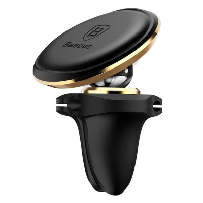 Автомобільний тримач Baseus Magnetic Air Vent Car Mount With Cable Clip Gold SUGX-A0V