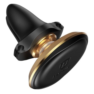Автомобільний тримач Baseus Magnetic Air Vent Car Mount With Cable Clip Gold SUGX-A0V