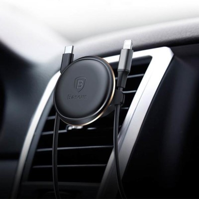 Автомобільний тримач Baseus Magnetic Air Vent Car Mount With Cable Clip Gold SUGX-A0V