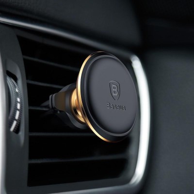 Автомобільний тримач Baseus Magnetic Air Vent Car Mount With Cable Clip Gold SUGX-A0V